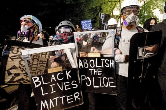 Portland police protest black lives matter defund police