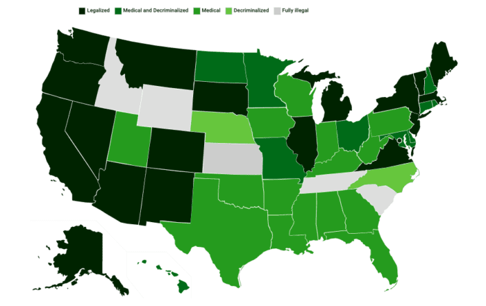 Marijuana map legal states