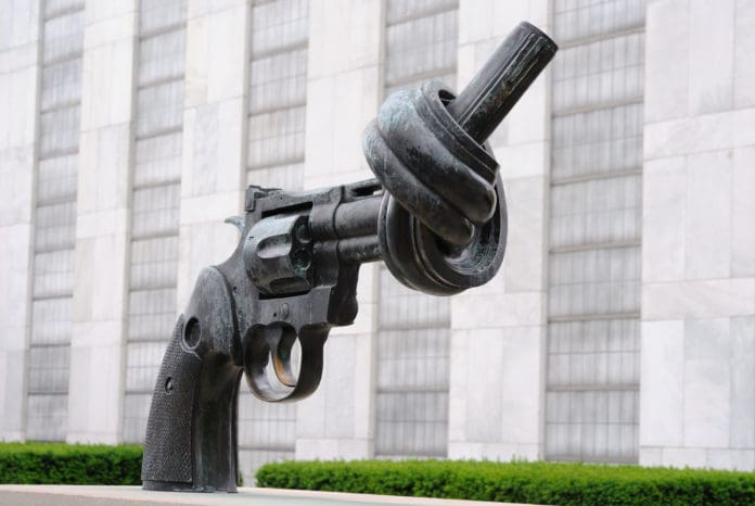 united nations gun knot sculpture