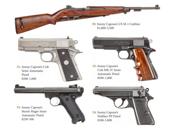 Sonny Capone's guns Witherell's auction