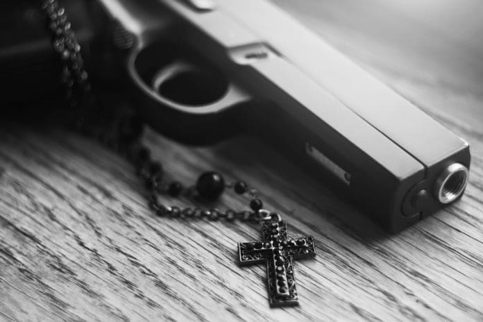 gun cross pistol rosary religion