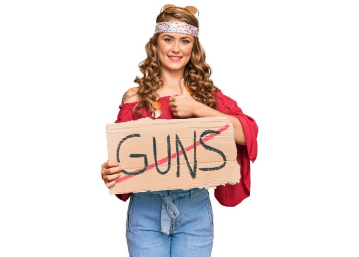 hippy hippies progressive no gun guns sign