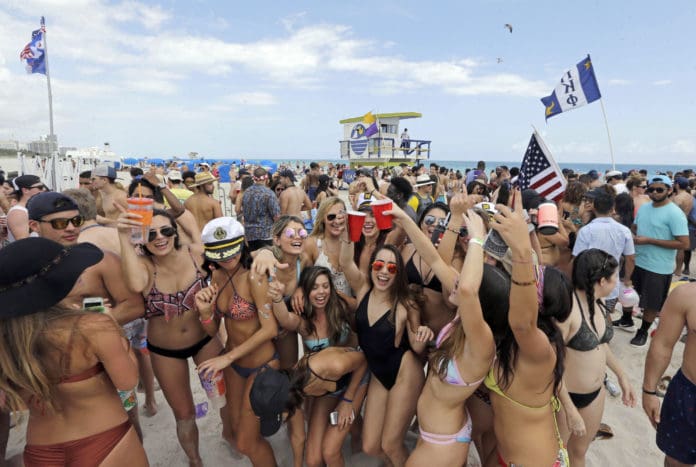 Miami beach spring break party college students
