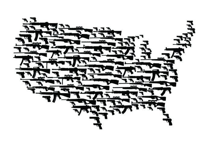 US America map guns united states