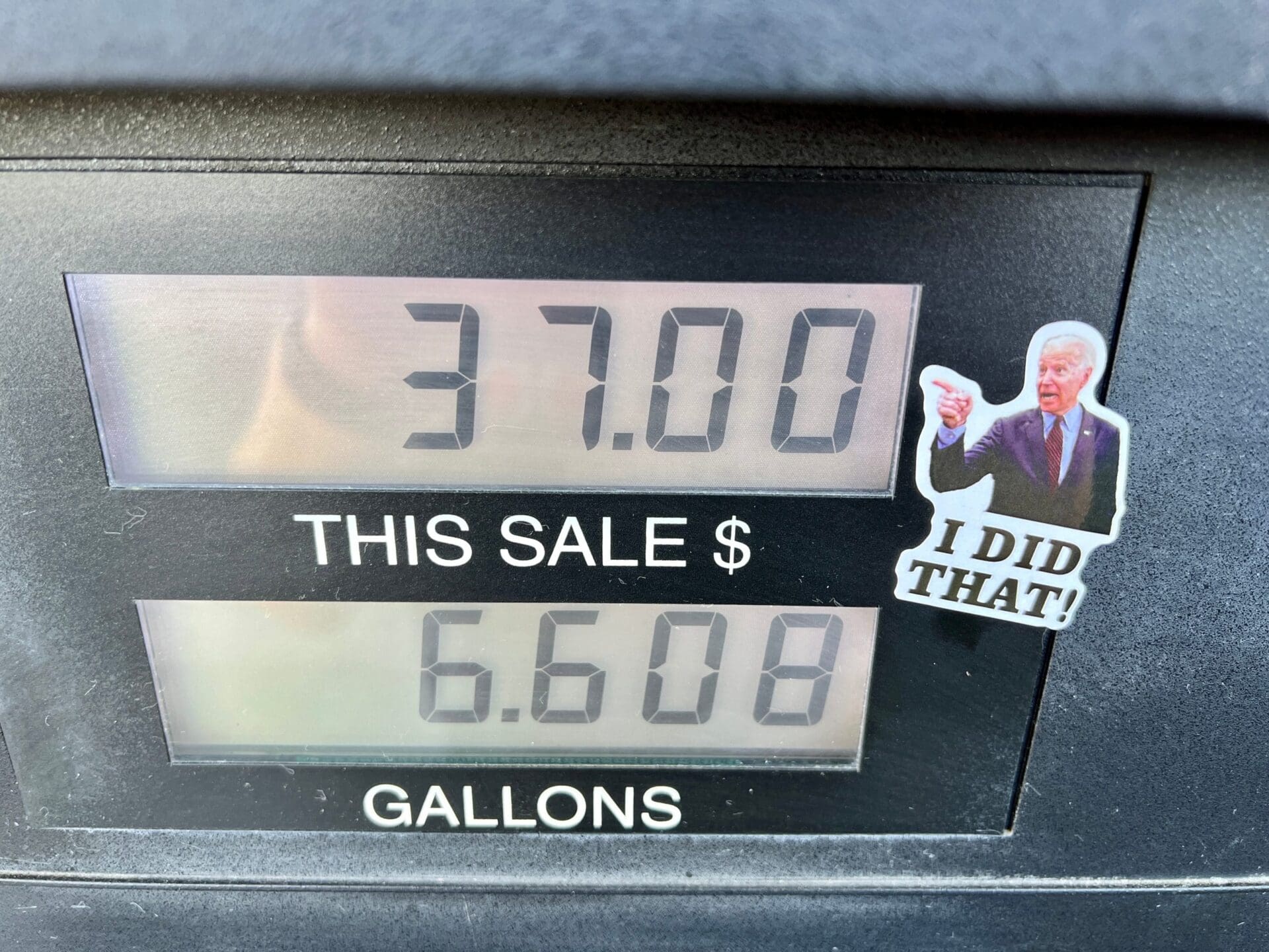 Biden I did that sticker gas gasoline price