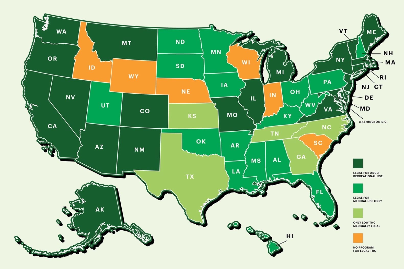 Marijuana weed legalization map April, 2023