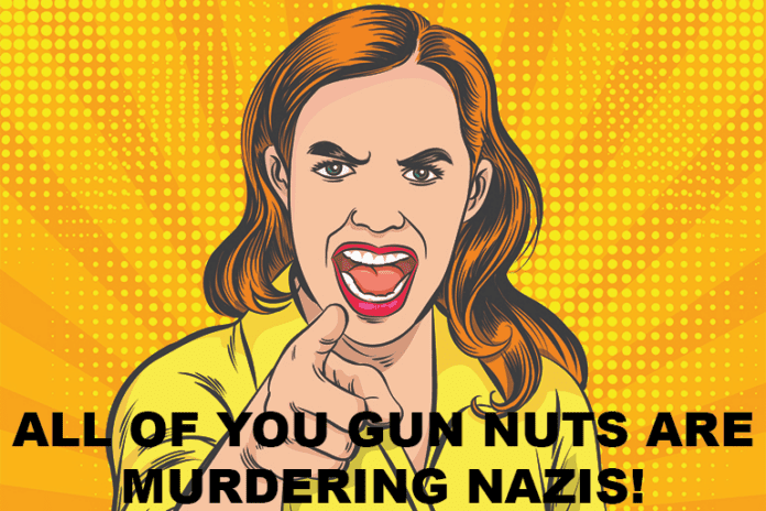 cartoon murdering nazis woman gun nuts