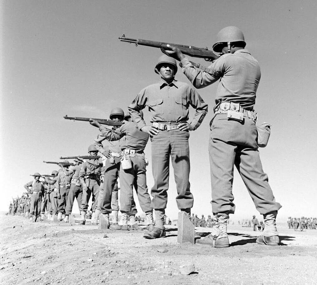 US Army WWII rifle range training marksmanship Garand