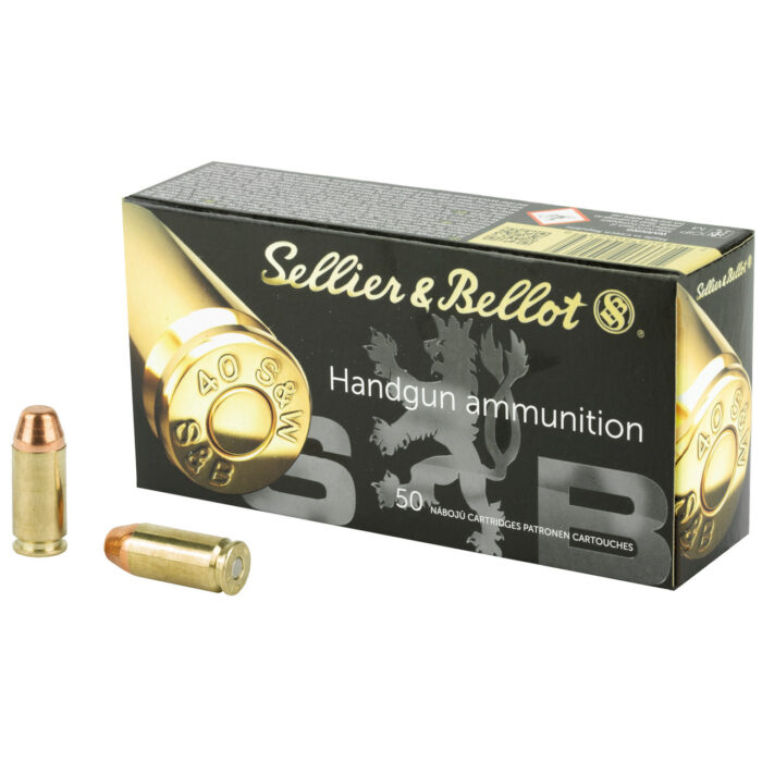 Sellier and Bellot Handgun Ammunition Brass .40 SW 180-Grain 50-Rounds FMJ